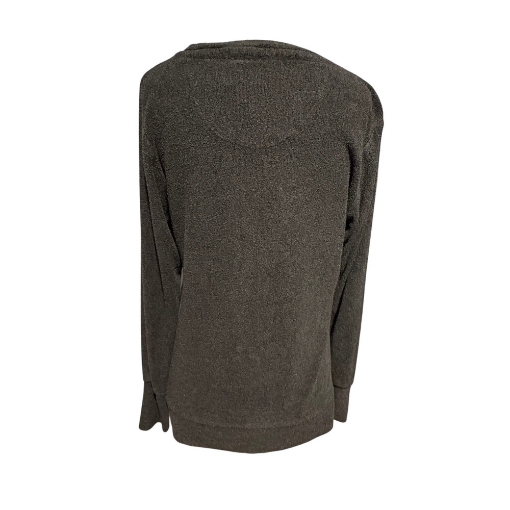 Women's S Dark Gray Fleece Long Sleeve Sweatshirt Weekend Casual Relax Lounge - Picture 4 of 6